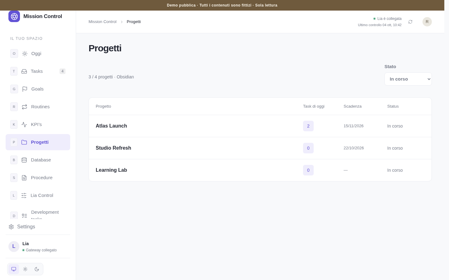 Mission Control projects overview